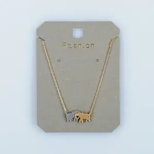 Toptan Kadın Vos Jewelry 14K Altın Kaplama İkili Fil Kolye