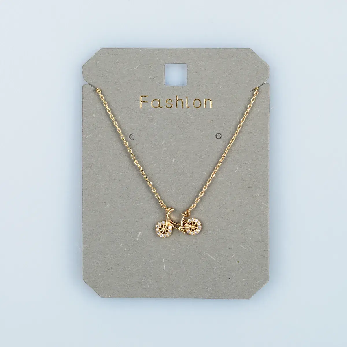 Toptan Kadın Vos Jewelry 14K Altın Kaplama Taşlı Bisiklet Kolye