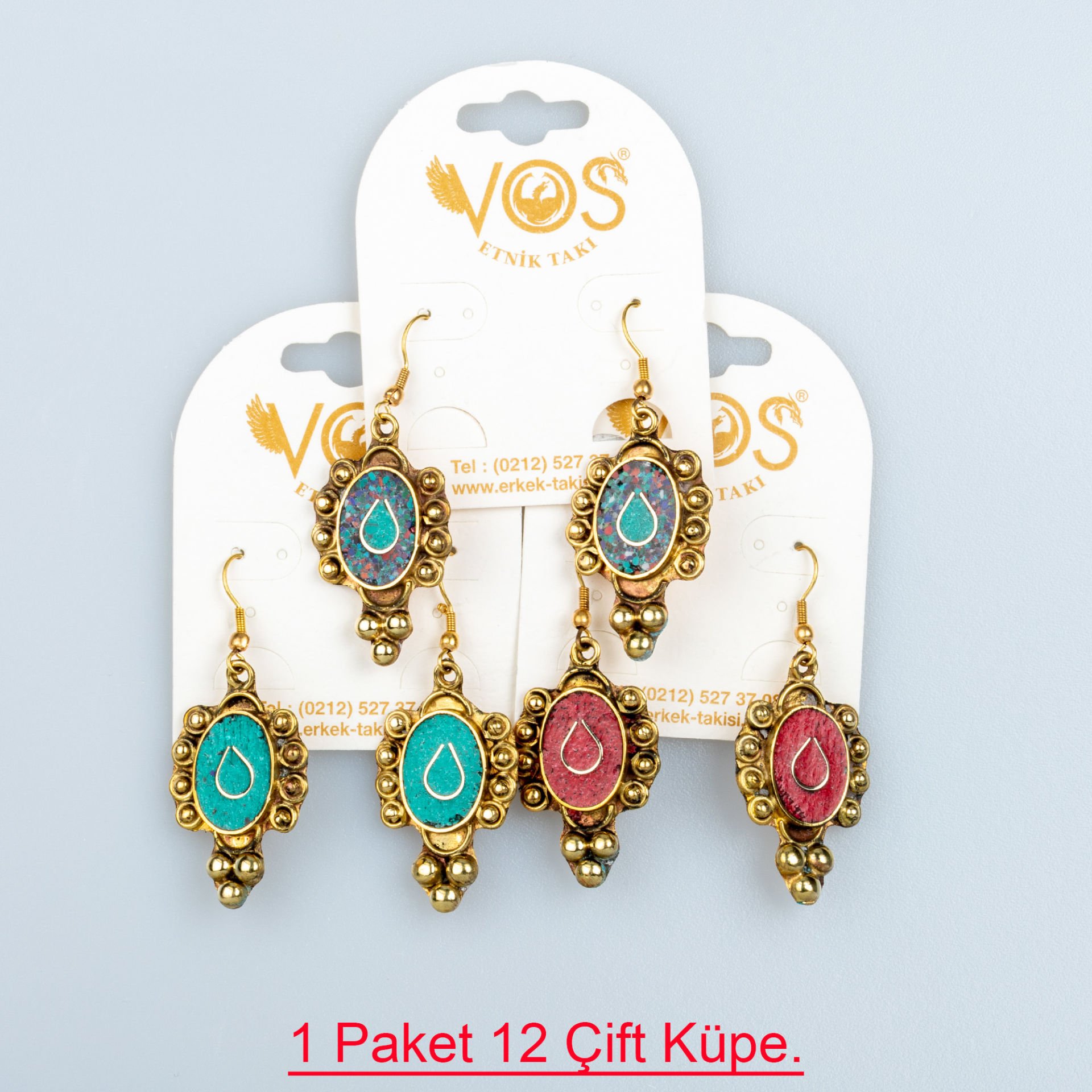 Brass Earring Pack 12 Pairs Mix