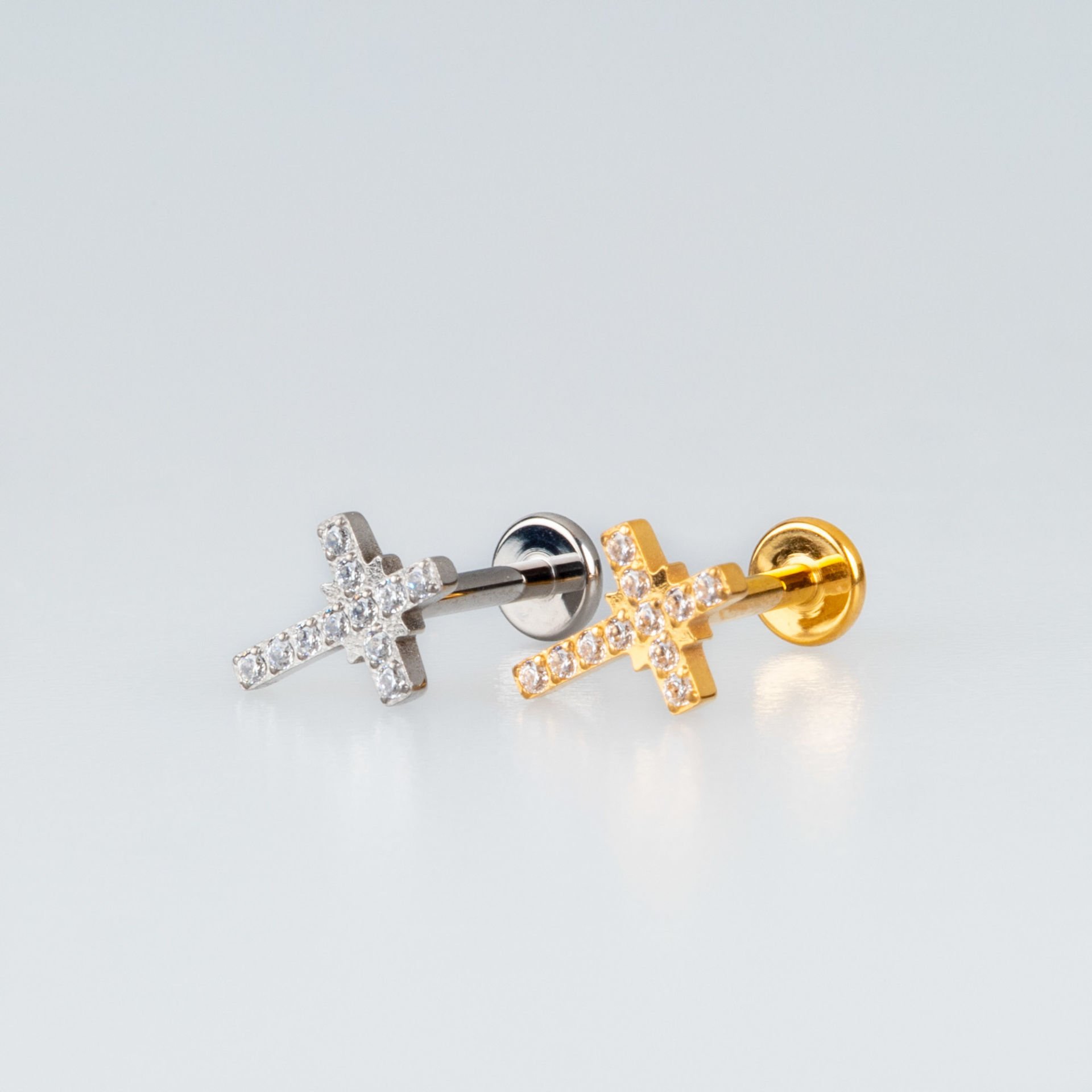 Piercing Titanyum Tragus Haç Sarı