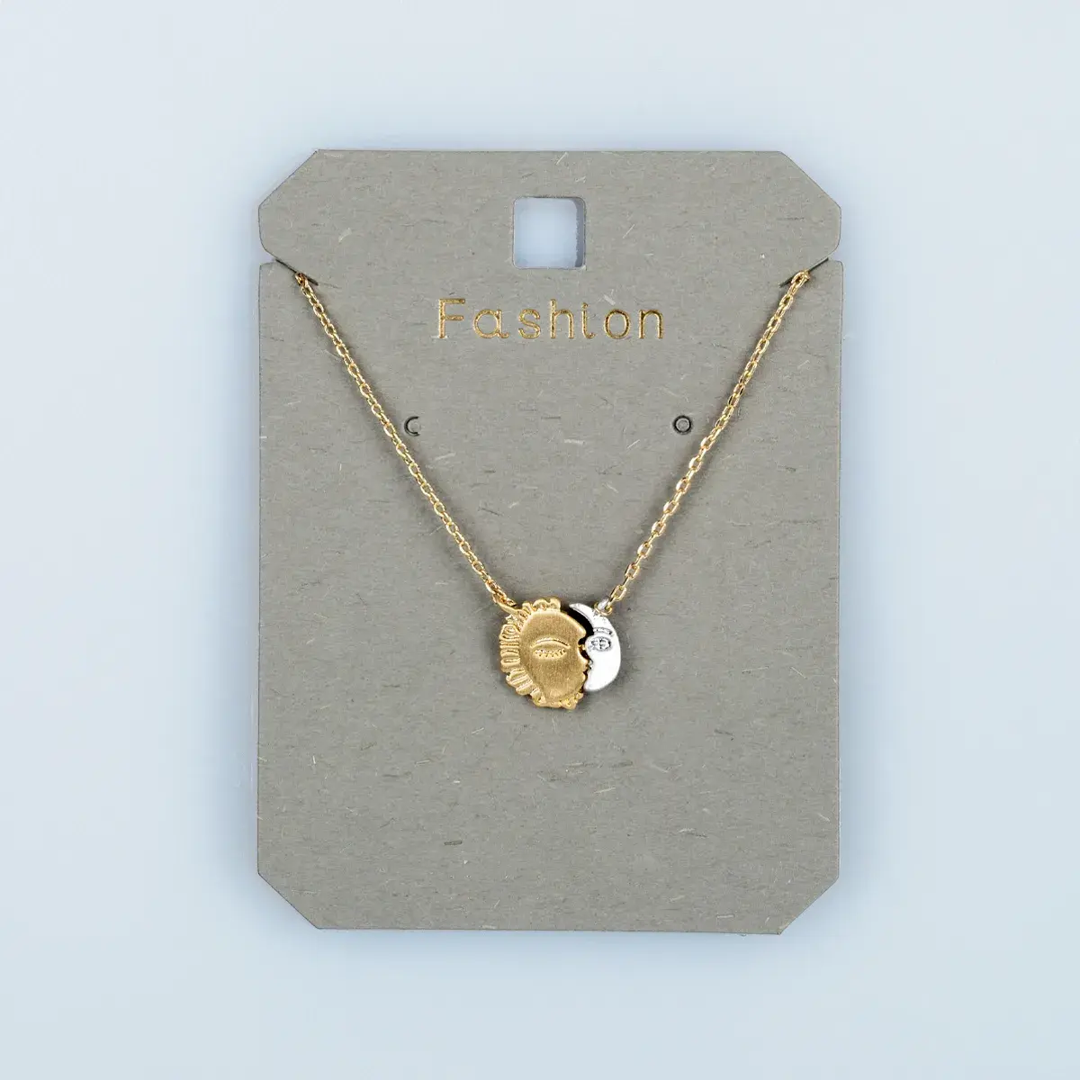 Toptan Kadın Vos Jewelry 14K Altın Kaplama Güneş Hilal Kolye