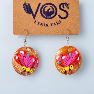 El Yapımı Ahşap Küpe Kelebek 5 Renk Seçeneği Renk 5