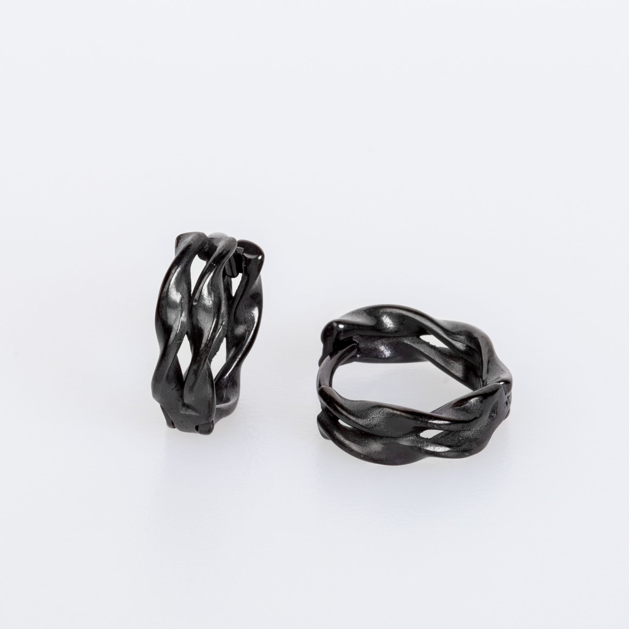 Çelik Küpe - Çift Siyah