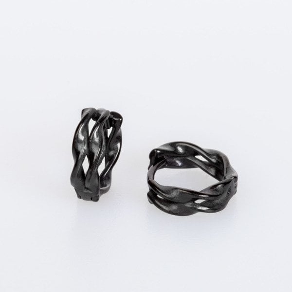 Çelik Küpe - Çift Siyah