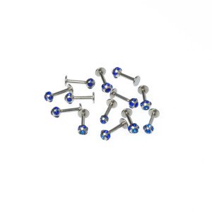 Toptan 316L Çelik Piercing Labret 3mm Taşlı Top Boy: 1.2x6x3mm