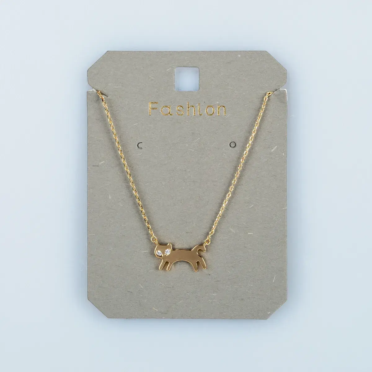 Toptan Kadın Vos Jewelry 14K Altın Kaplama Taş Gözlü Kedi Kolye