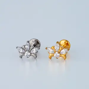 Piercing G23 Titanyum Tragus Lotus Sarı 8mm