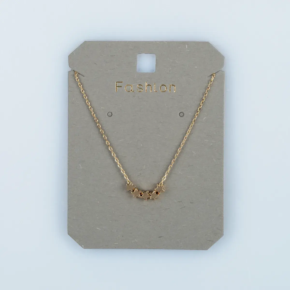 Toptan Kadın Vos Jewelry 14K Altın Kaplama Sıralı Beşli Yıldız Kolye