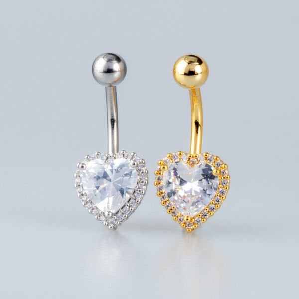 Piercing Göbek 8mm Kalp Taş