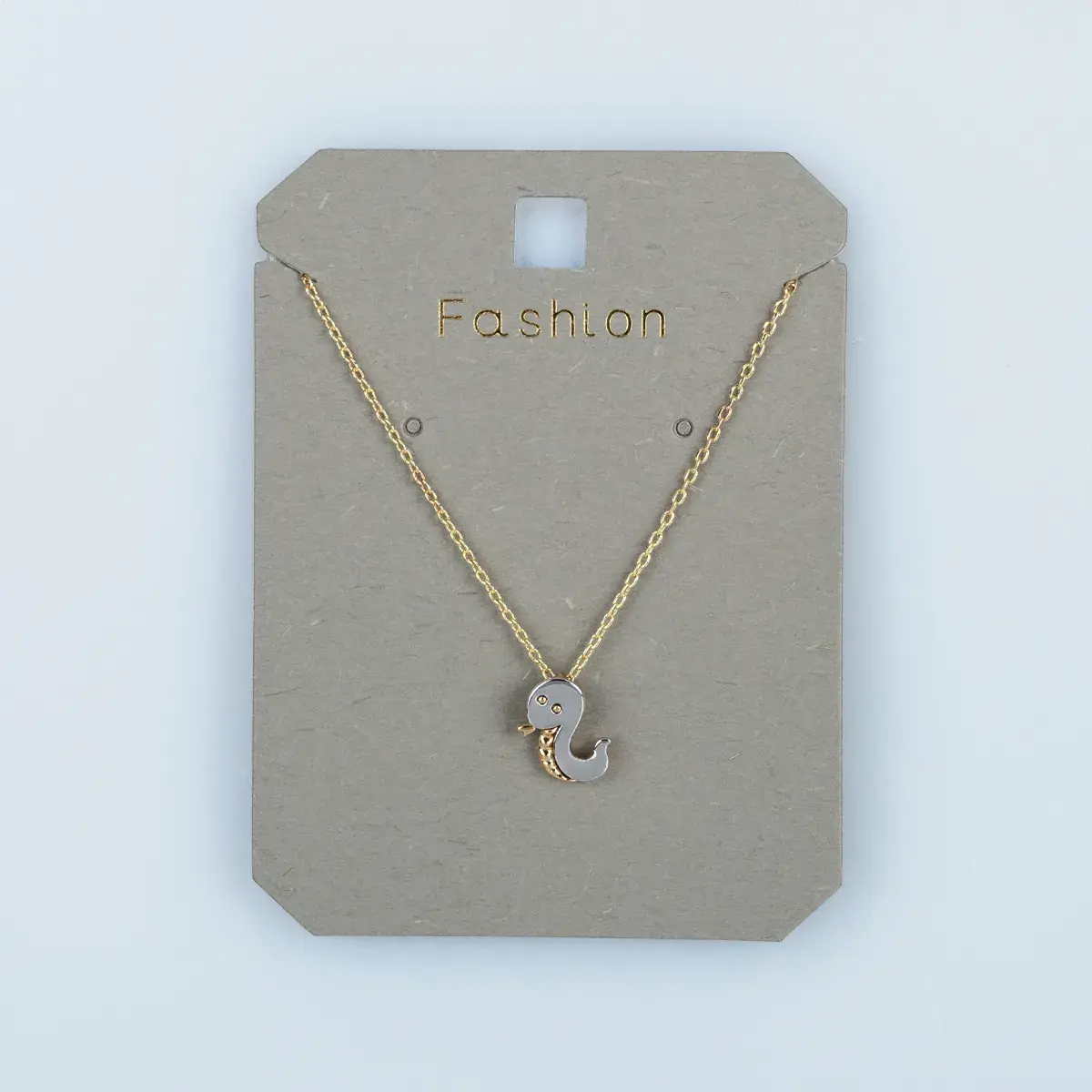 Toptan Kadın Vos Jewelry 14K Altın Kaplama Çift Renkli Kıvrımlı Yılan Kolye