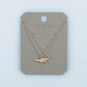 Toptan Kadın Vos Jewelry 14K Altın Kaplama Zirkon Taşlı T-Rex Dinozor Kolye