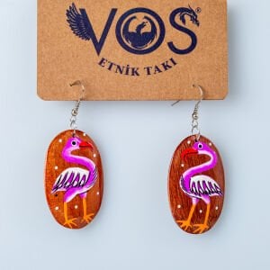 El Yapımı Ahşap Küpe Kuş 5 Renk Seçeneği Renk 5