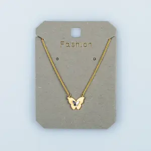 Toptan Kadın Vos Jewelry 14K Altın Kaplama Çift Renkli Modern Kelebek Kolye