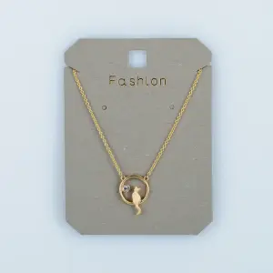 Toptan Kadın Vos Jewelry 14K Altın Kaplama Halka İçi Taşlı Kedi Kolye