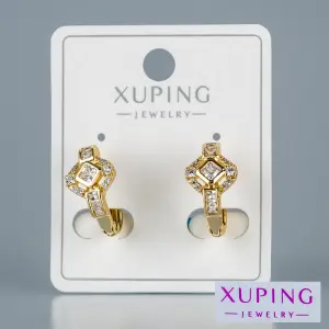 Toptan Xuping Baget Taşlı Halka Küpe