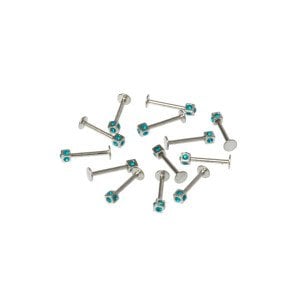Toptan 316L Çelik Piercing Labret 3mm Taşlı Küp Boy: 1.2x10x3mm