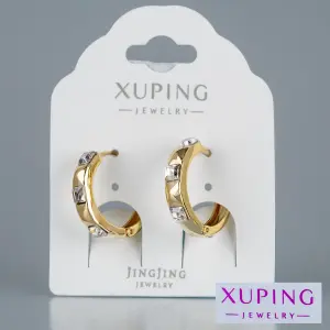 Toptan Xuping Kare Taşlı Halka Küpe