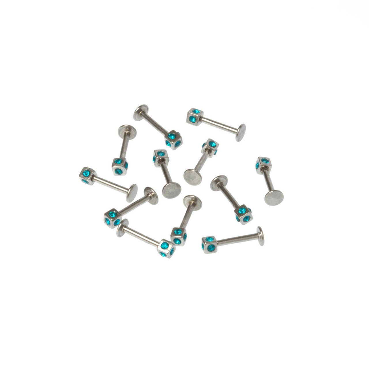 Toptan 316L Çelik Piercing Labret 3mm Taşlı Küp Boy: 1.2x8x3mm