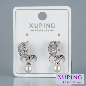 Toptan Xuping Platin İnci Detaylı Küpe