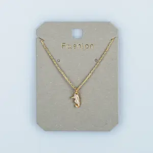 Toptan Kadın Vos Jewelry 14K Altın Kaplama Zirkon Taşlı Deniz Atı Kolye