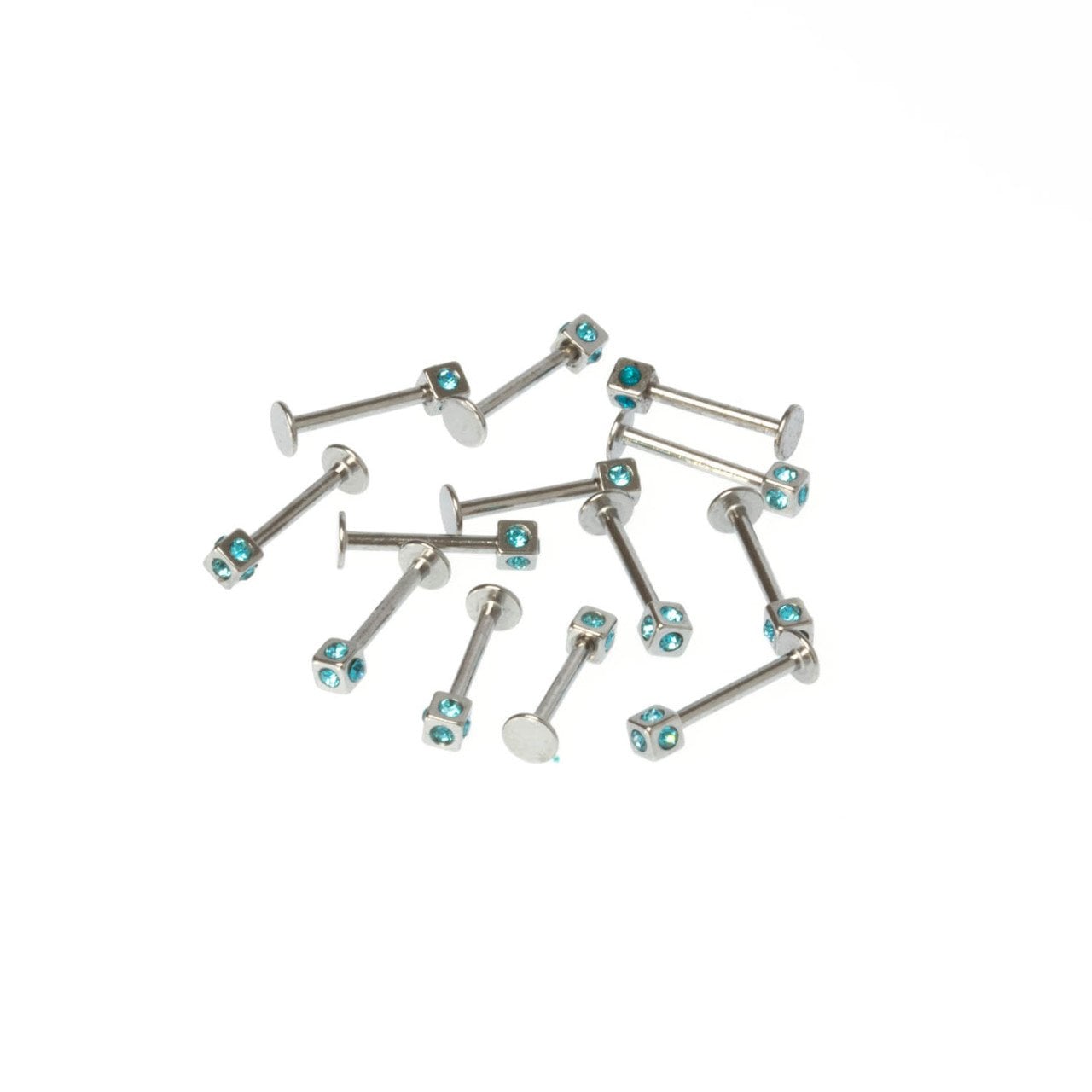 Toptan 316L Çelik Piercing Labret 3mm Taşlı Küp Boy: 1.2x10x3mm