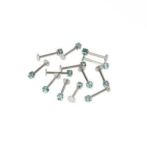 Toptan 316L Çelik Piercing Labret 3mm Taşlı Küp Boy: 1.2x10x3mm