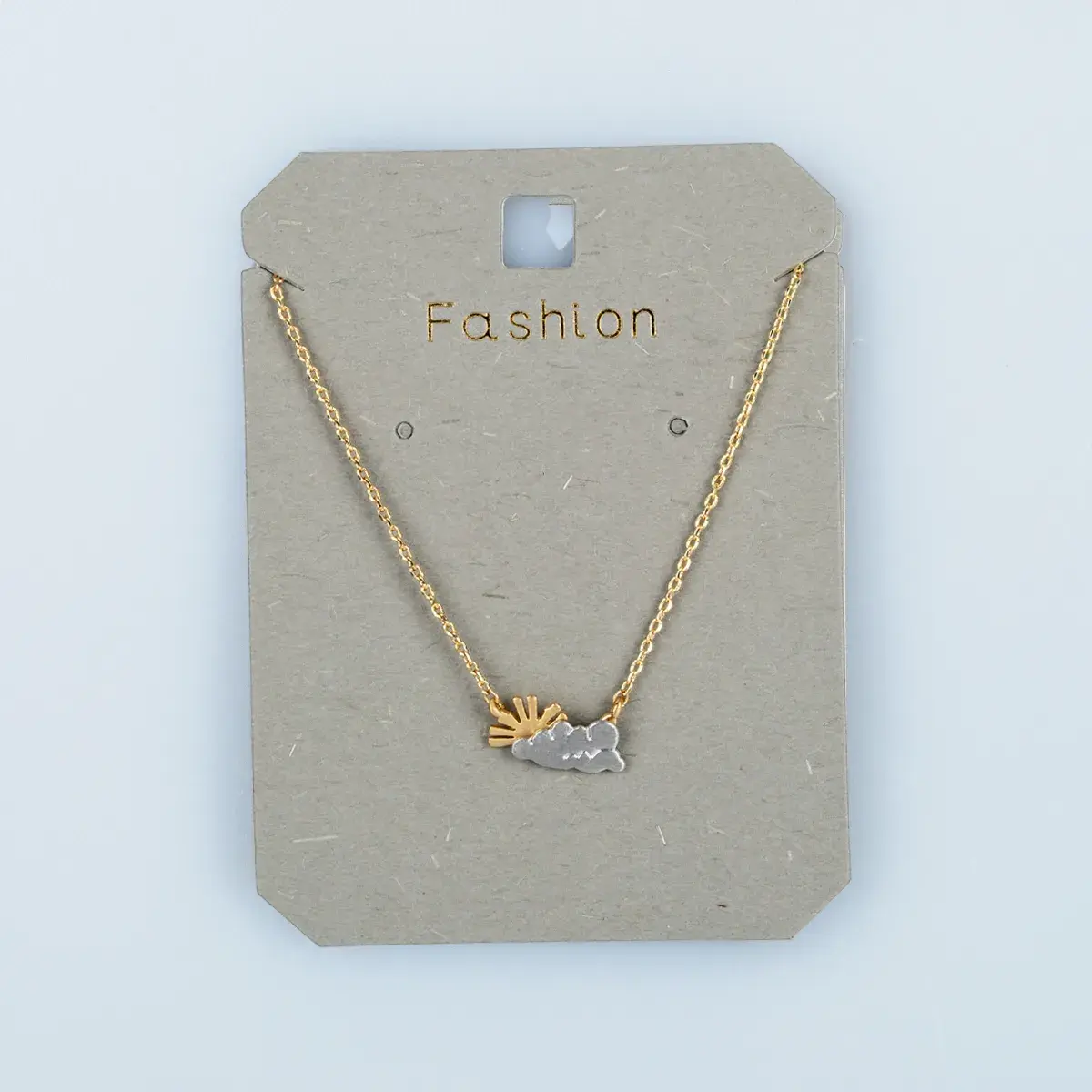 Toptan Kadın Vos Jewelry 14K Altın Kaplama Çift Renkli Güneş ve Bulut Kolye