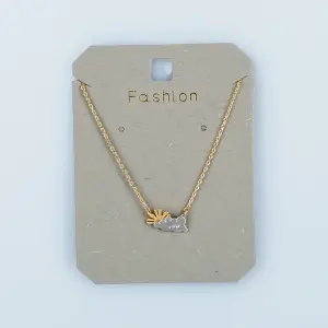 Toptan Kadın Vos Jewelry 14K Altın Kaplama Çift Renkli Güneş ve Bulut Kolye