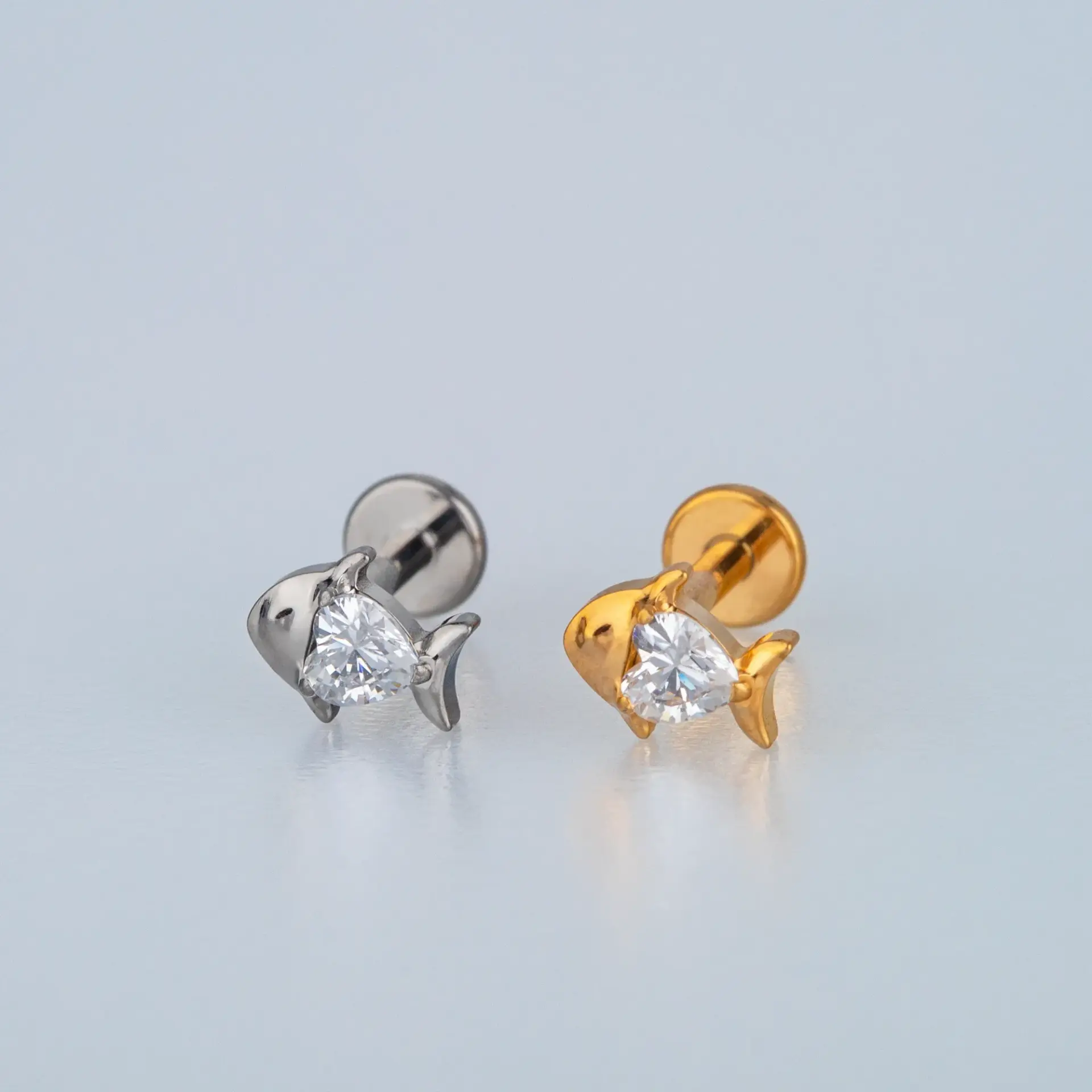 Piercing G23 Titanyum Tragus Balık Sarı Küçük Obje