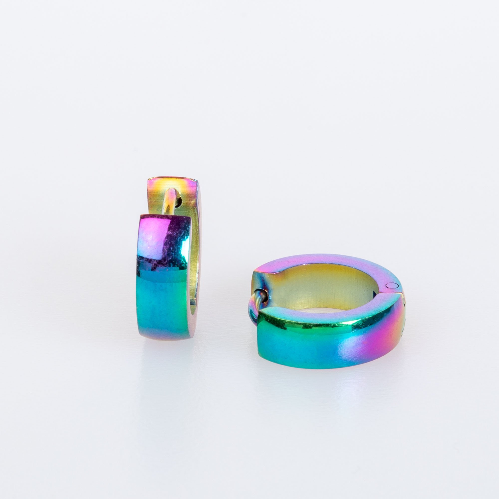 Çelik Küpe 4X8mm 2 renk- Çift Rainbow