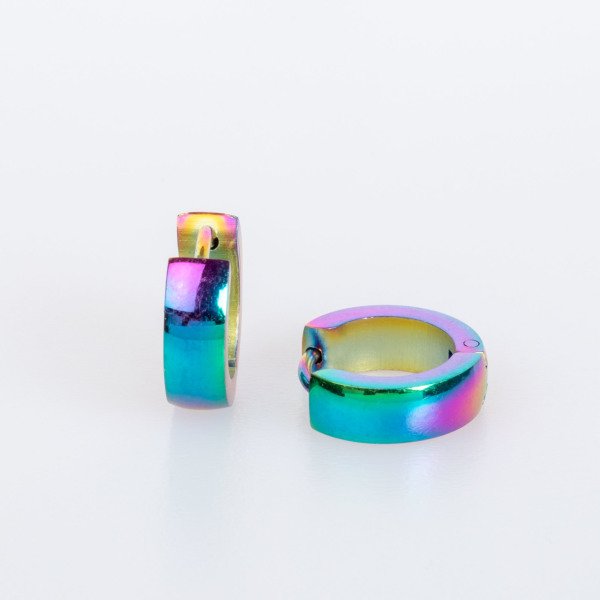 Çelik Küpe 4X8mm 2 renk- Çift Rainbow