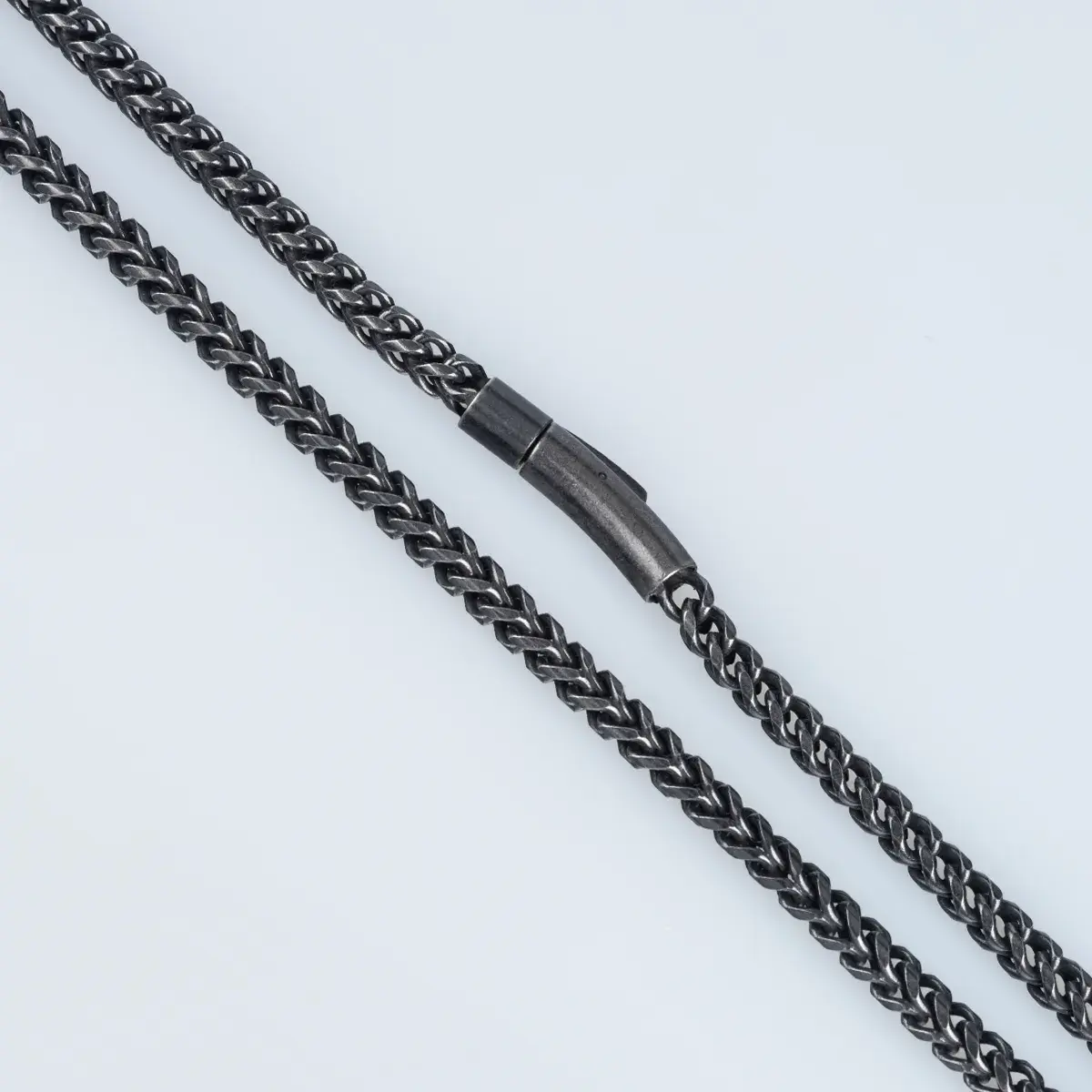 Toptan Erkek Vos Jewelry 6mm Antrasit Siyah 316L Çelik Örgü Zincir Kolye (60cm)